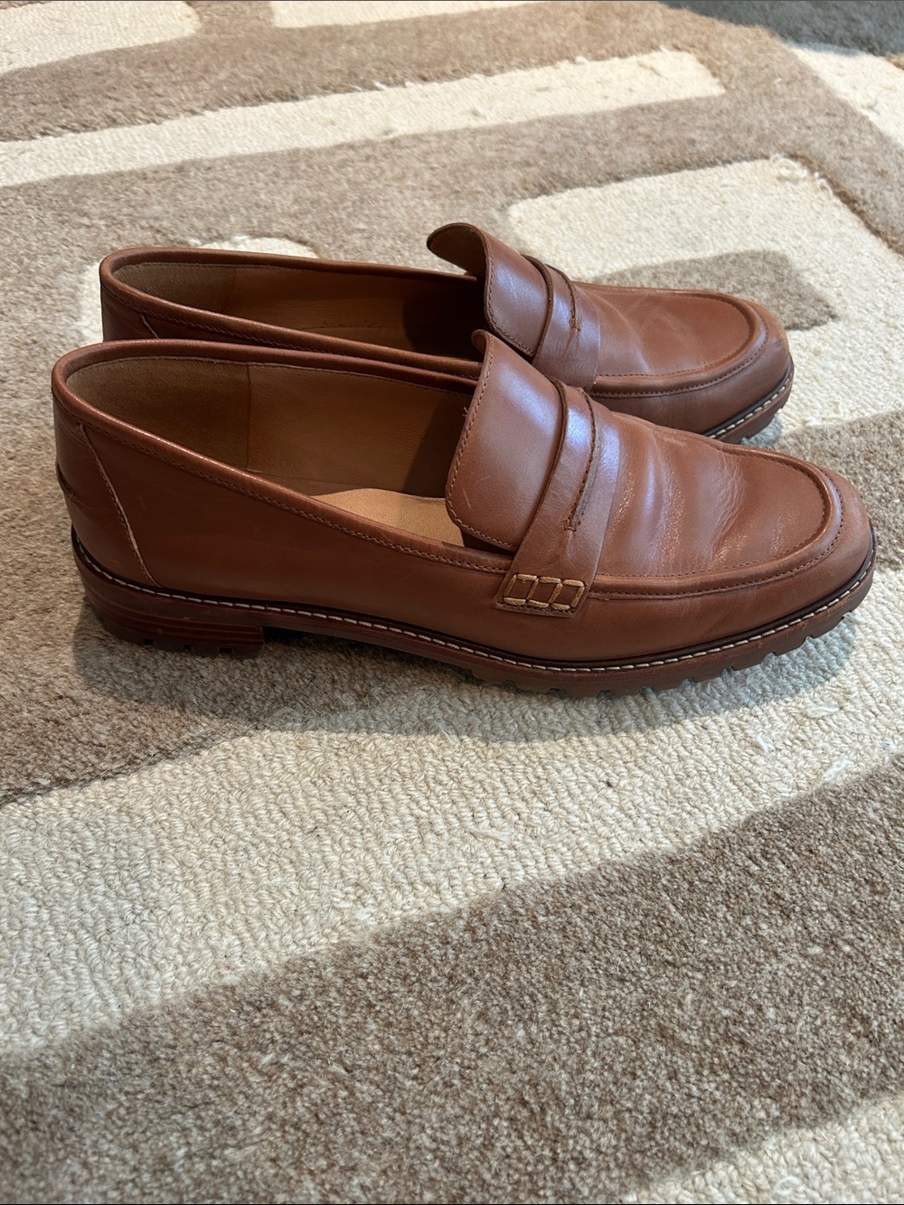 Madewell Chestnut Brown Leather Penny Loafers